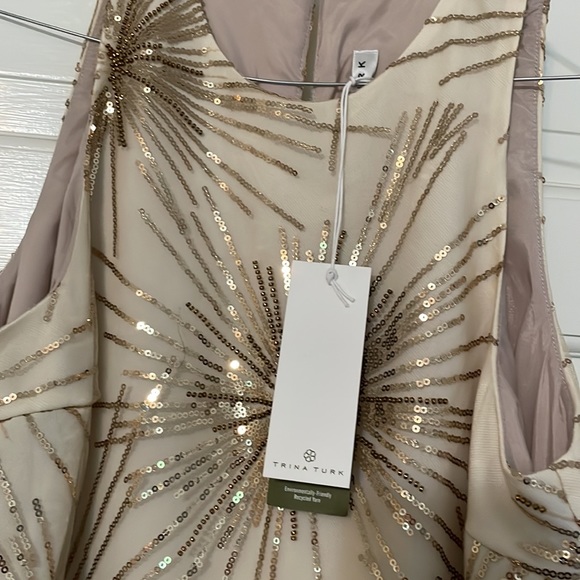 Trina Turk star sequin top.  Winter white. Gold sequins - Picture 5 of 5